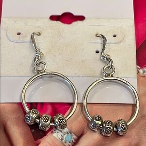 Elegant Silver Beaded Hoop Earrings